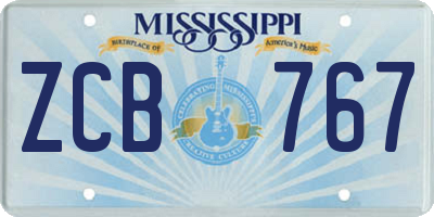 MS license plate ZCB767