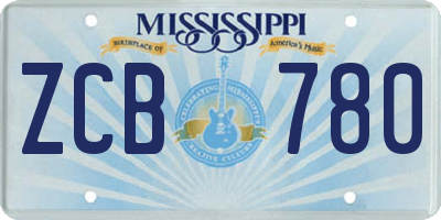 MS license plate ZCB780