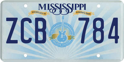 MS license plate ZCB784