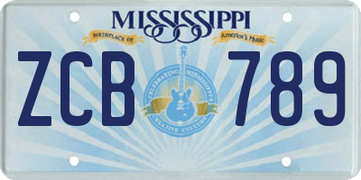 MS license plate ZCB789