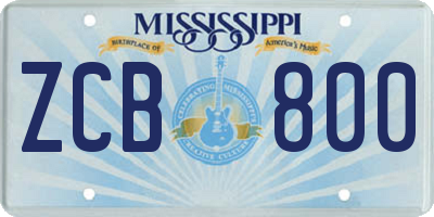 MS license plate ZCB800