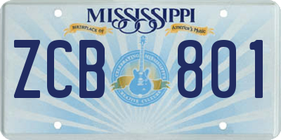MS license plate ZCB801