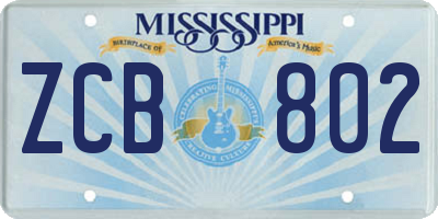 MS license plate ZCB802