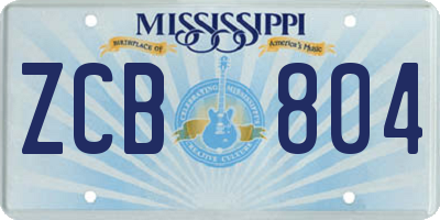 MS license plate ZCB804