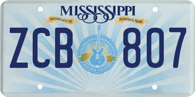 MS license plate ZCB807