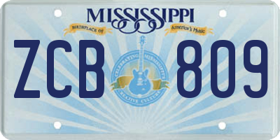 MS license plate ZCB809