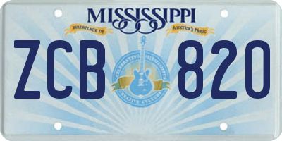MS license plate ZCB820