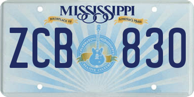 MS license plate ZCB830