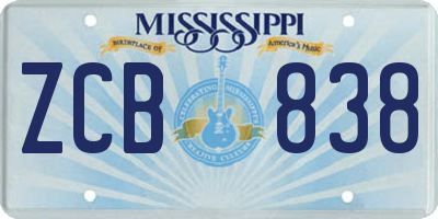 MS license plate ZCB838