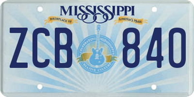 MS license plate ZCB840