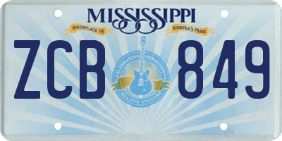 MS license plate ZCB849