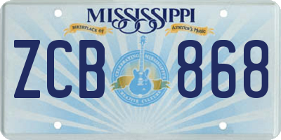 MS license plate ZCB868