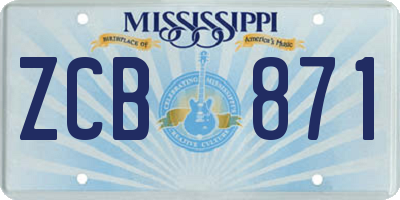 MS license plate ZCB871
