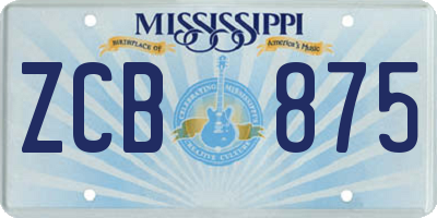 MS license plate ZCB875