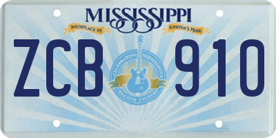 MS license plate ZCB910