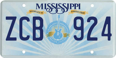 MS license plate ZCB924