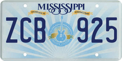 MS license plate ZCB925