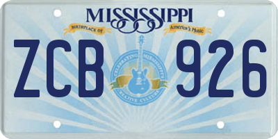 MS license plate ZCB926