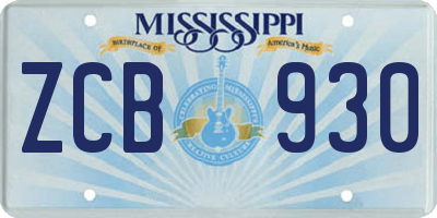 MS license plate ZCB930