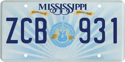 MS license plate ZCB931