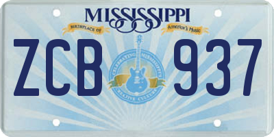 MS license plate ZCB937