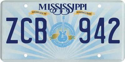 MS license plate ZCB942