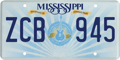 MS license plate ZCB945