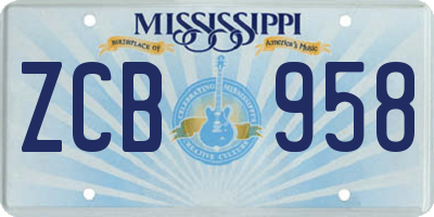 MS license plate ZCB958