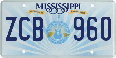 MS license plate ZCB960