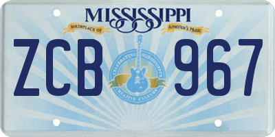 MS license plate ZCB967