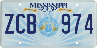 MS license plate ZCB974