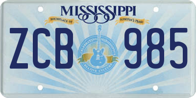 MS license plate ZCB985