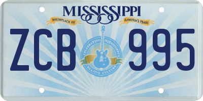 MS license plate ZCB995