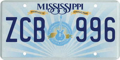 MS license plate ZCB996