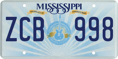 MS license plate ZCB998