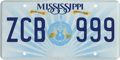 MS license plate ZCB999