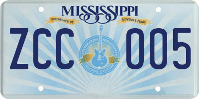 MS license plate ZCC005