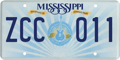 MS license plate ZCC011