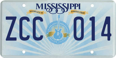 MS license plate ZCC014