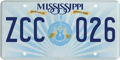 MS license plate ZCC026