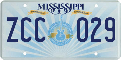 MS license plate ZCC029