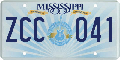 MS license plate ZCC041