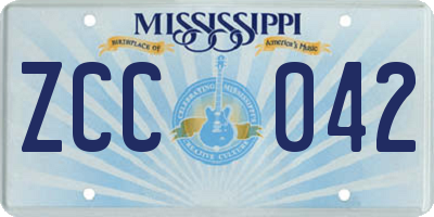 MS license plate ZCC042