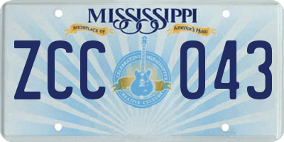 MS license plate ZCC043