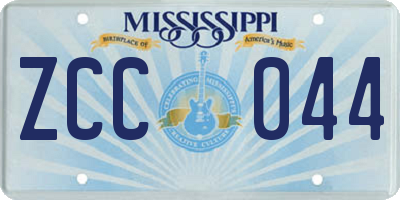 MS license plate ZCC044