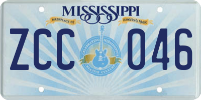 MS license plate ZCC046