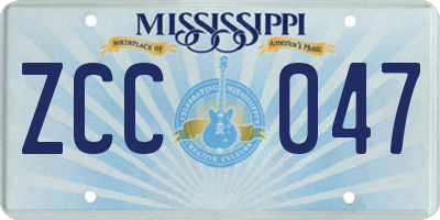 MS license plate ZCC047