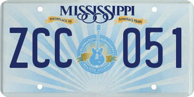 MS license plate ZCC051