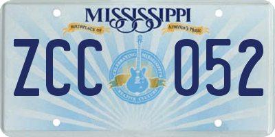 MS license plate ZCC052