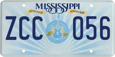 MS license plate ZCC056